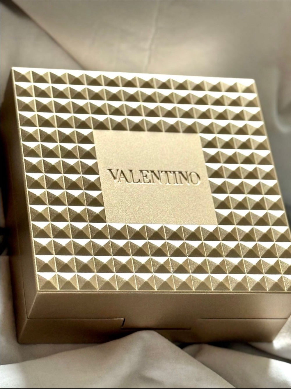 Valentino Metallic Gold Pyramid-Stud Spike Beautiful Clutch